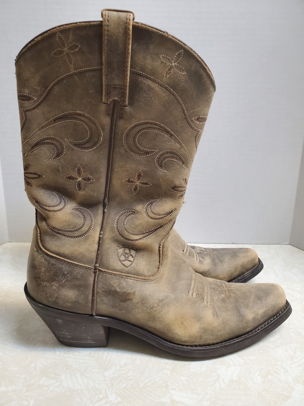 Ariat Distressed Tan Western  Leather Boots